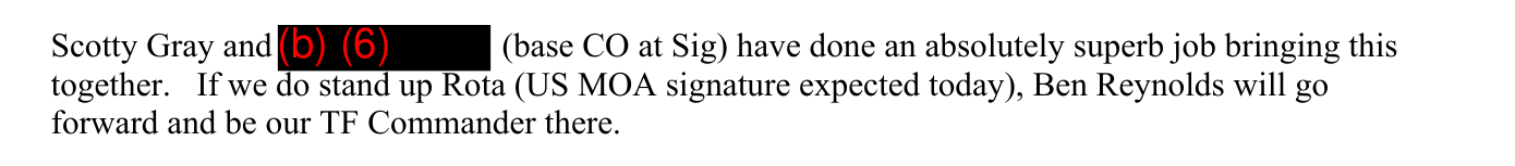 Version A, page 2: Scotty Gray and a black bar labeled (b) (6), followed by (base CO at Sig) have done an absolutely superb job bringing this together.