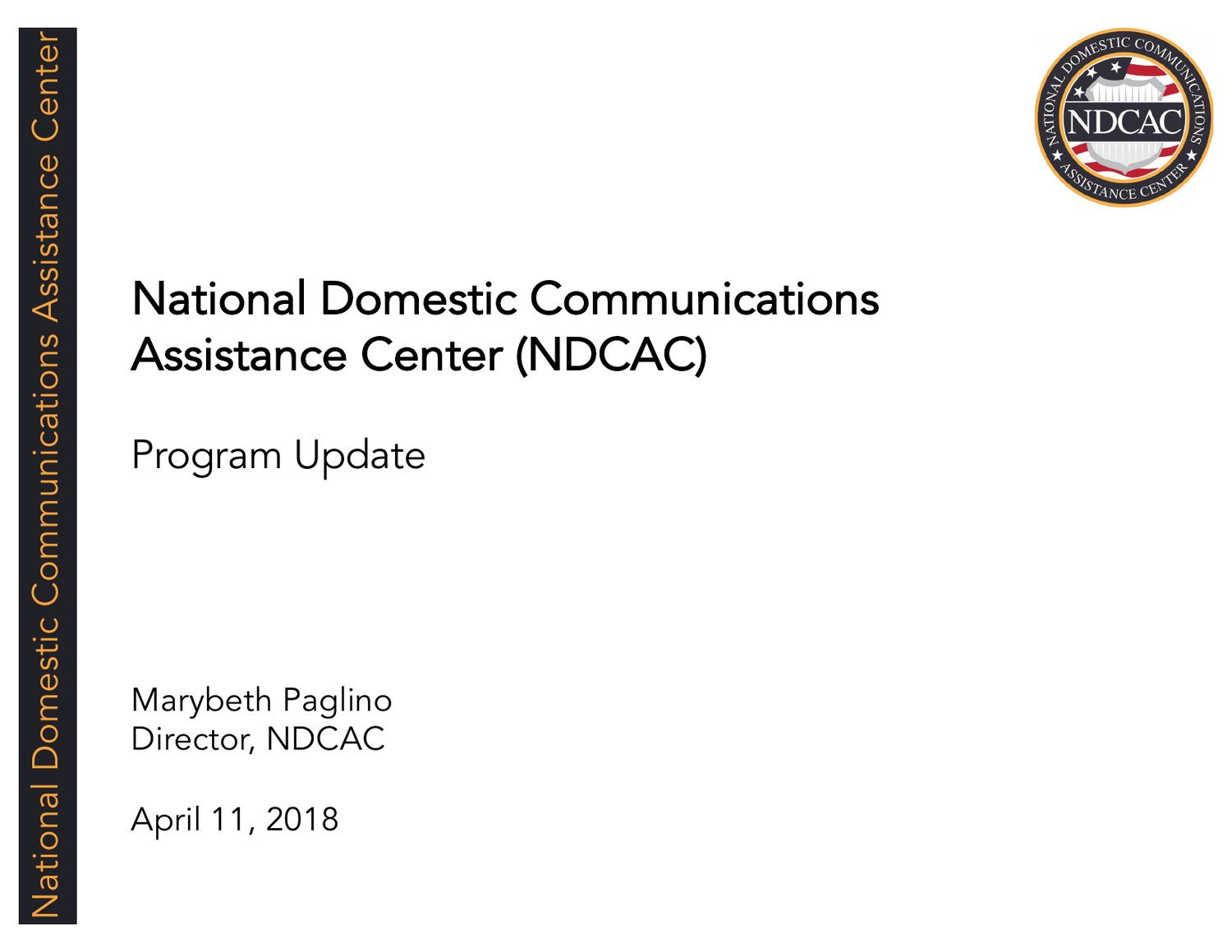 First page of NDCAC Program Update, April 11, 2018 (PDF)