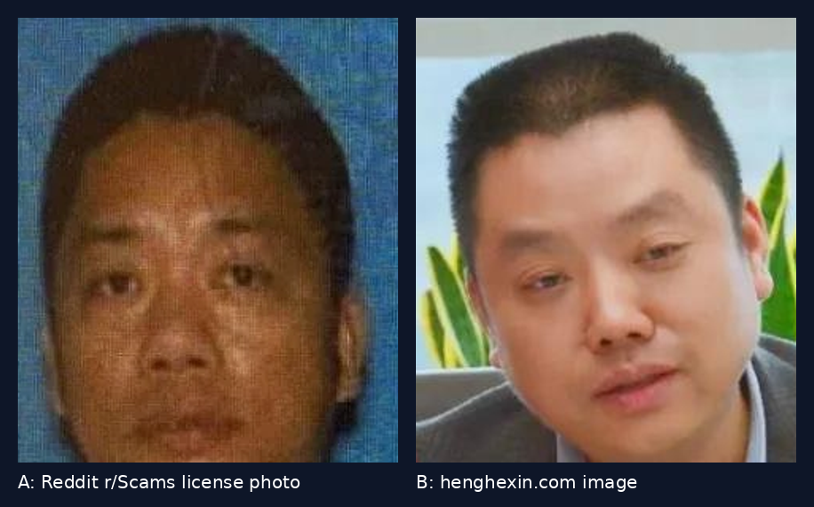 Side-by-side face crops of image A and image B