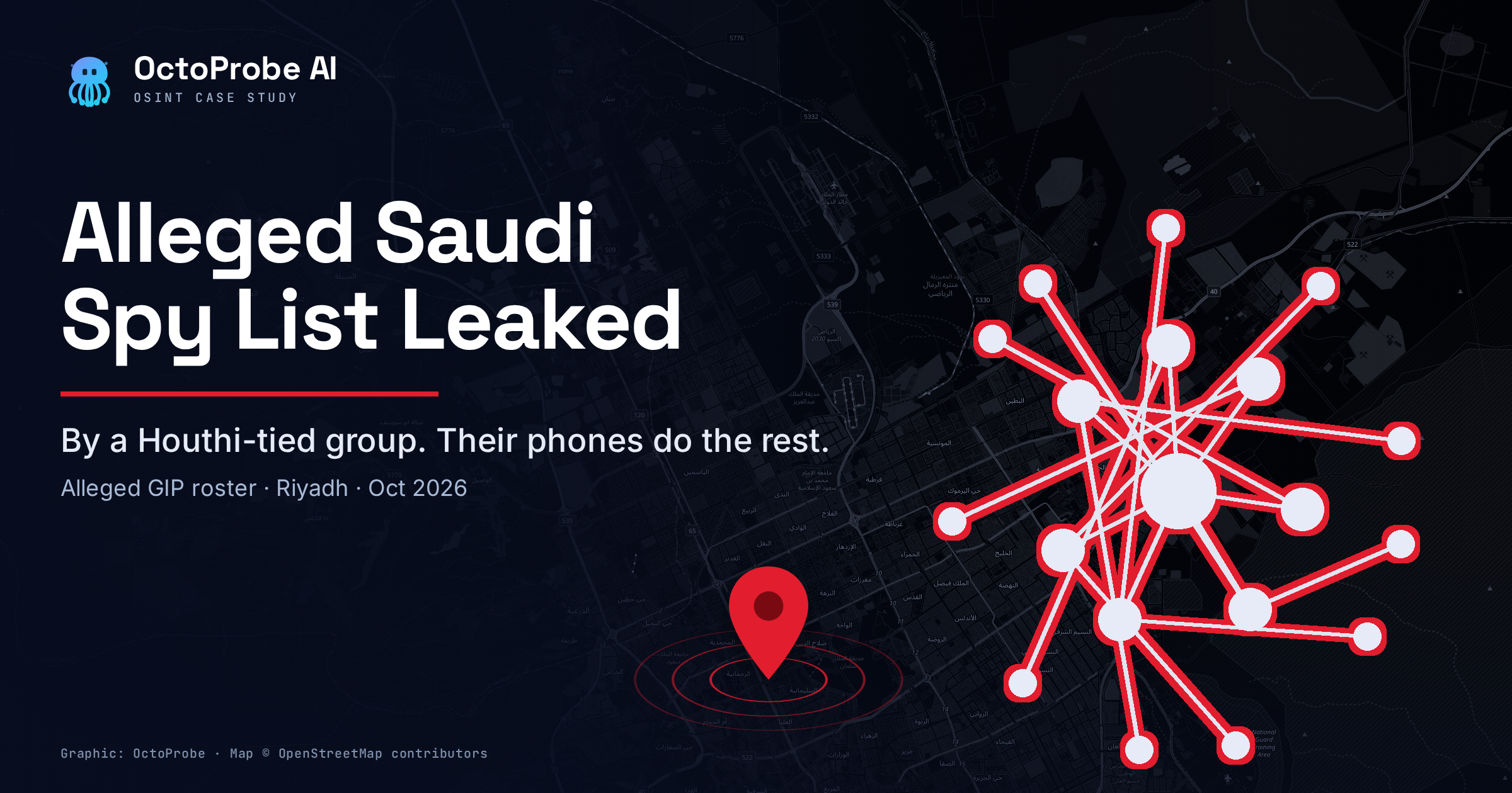 Cover: abstract identifier graph over a dark map of Riyadh, Saudi Arabia